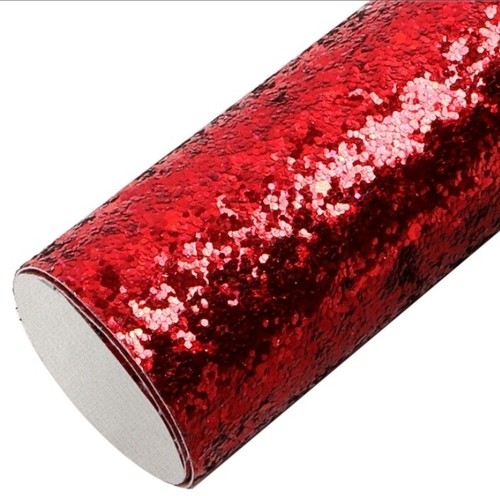 Rotolo ecopelle glitter - ecopelle, rosso
